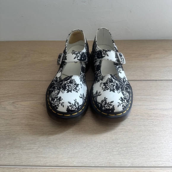Dr. Martens White and Black Velvet Floral Mary Jane’s - Picture 3 of 6
